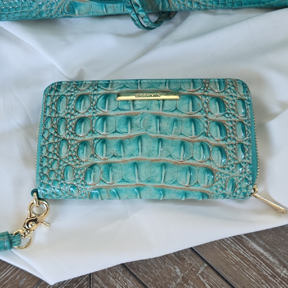 Brahmin Blue Crocodile Embossed Wallet